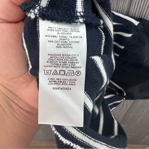 LOFT NWT Striped Henley Mixed Media Top - Picture 5 of 6